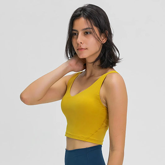 Naked-feel fabric women's workout crop top padded athletic sports bra - product image