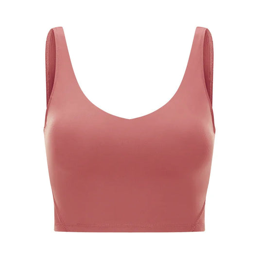 Naked-feel fabric women's workout crop top padded athletic sports bra - product image