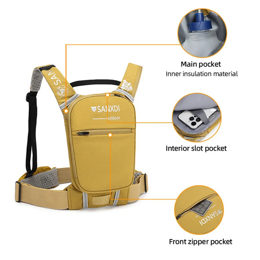 Nylon lightweight softback breathable running hydration backpack with reflective strips - product image