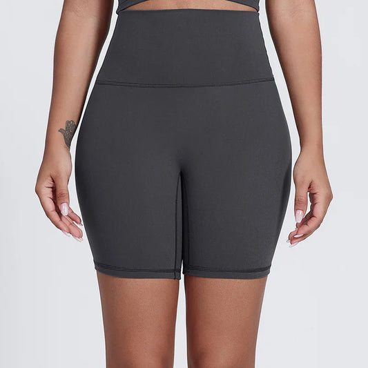 Nylon spandex women's 6" plain high waist gym biker workout shorts - product image