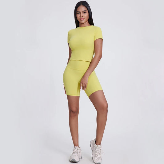 Nylon spandex women's 6" plain high waist gym biker workout shorts - product image
