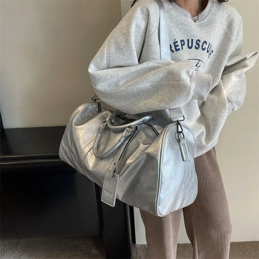 Pu large capacity waterproof fitness tote bag with crossbody and shoulder strap - product image