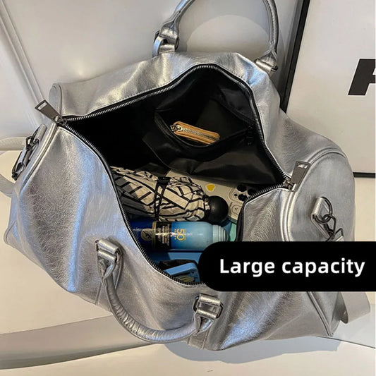 Pu large capacity waterproof fitness tote bag with crossbody and shoulder strap - product image