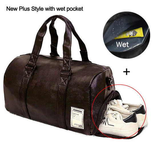 Pu leather waterproof gym bag with independent shoe pocket and multi-compartment design - product image