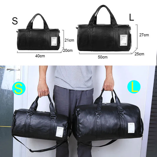 Pu leather waterproof gym bag with independent shoe pocket and multi-compartment design - product image
