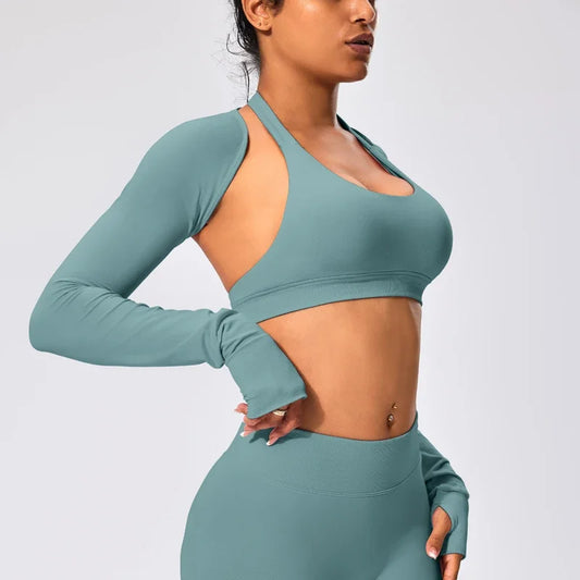 Spandex nylon seamless knit women's open front workout ballet shrug bolero - product image