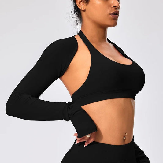 Spandex nylon seamless knit women's open front workout ballet shrug bolero - product image