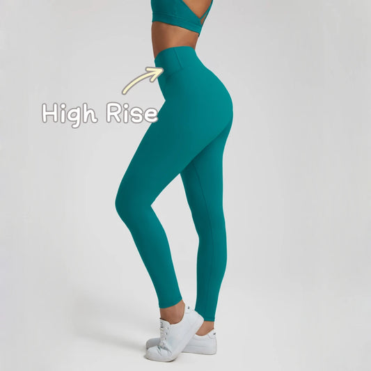 Super cloud high waist nylon spandex 4-way stretch yoga leggings with v shape back - product image