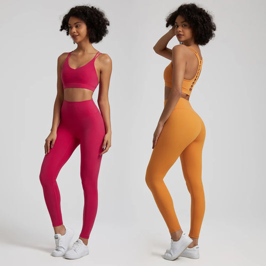 Super cloud high waist nylon spandex 4-way stretch yoga leggings with v shape back - product image