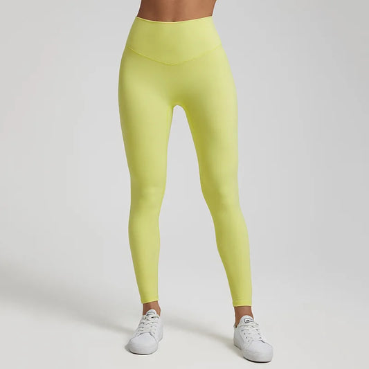 Super cloud high waist nylon spandex 4-way stretch yoga leggings with v shape back - product image